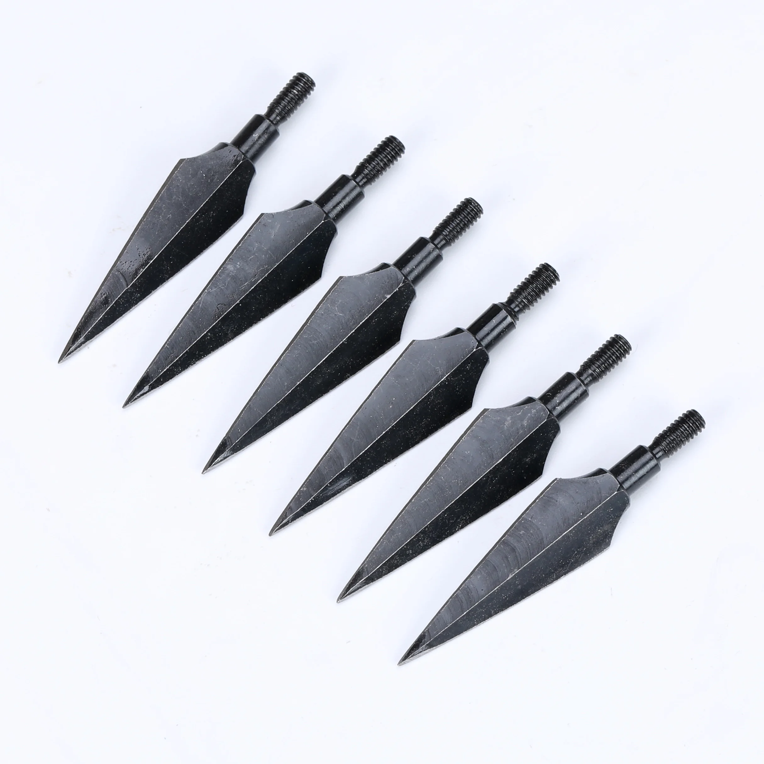 6PCS NEW 150 grain Iron Hunting Broadhead Black classic spearhead shape 