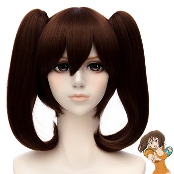 

VICWIG Halloween Party Wig Long Dark Brown Double Ponytail Hairstyle Synthetic Hair Anime Cosplay Wig
