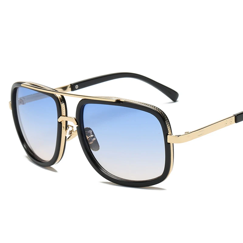 UVLAIK трендовые квадратные мужские и женские солнцезащитные очки, винтажные фирменные дизайнерские градиентные линзы высокой четкости, женские Украшения, солнцезащитные очки UV400 - Цвет линз: Синий