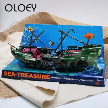

Resin Home Aquarium Ornament Wreck Sunk Ship Aquarium Ornament Sailing Boat Destroyer Fish Tank Tank Aquarium Decoration