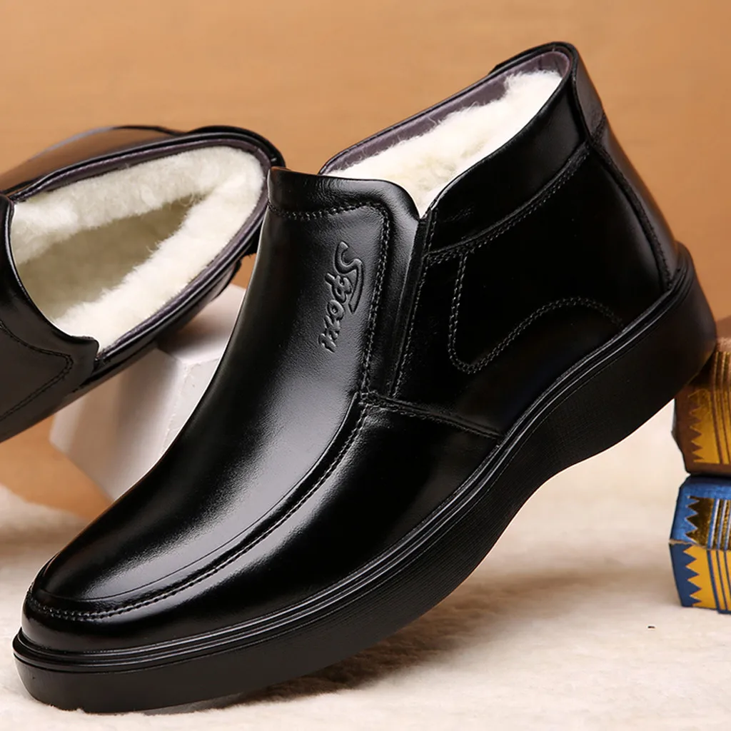 Обувь новые модные мужские ботинки zapatos de hombre, мужские бархатные лоферы с высоким берцем, повседневные водонепроницаемые Нескользящие хлопковые ботинки