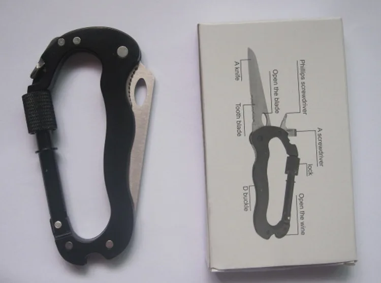 Многофункциональный нож-карабин пять в одном Открытый QuickDraw Buckle Backsaw e d c инструмент d-типа карабин складной нож