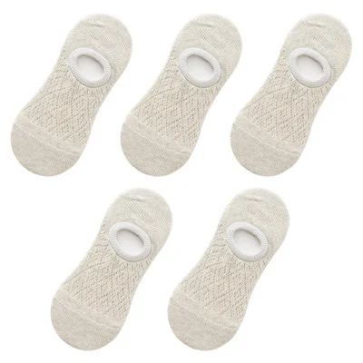 5 Pairs/Set Women Silicone non-slip invisible Socks Summer Solid Color Mesh Ankle Boat Socks Female Cotton Slipper No show Socks warm socks for women Women's Socks