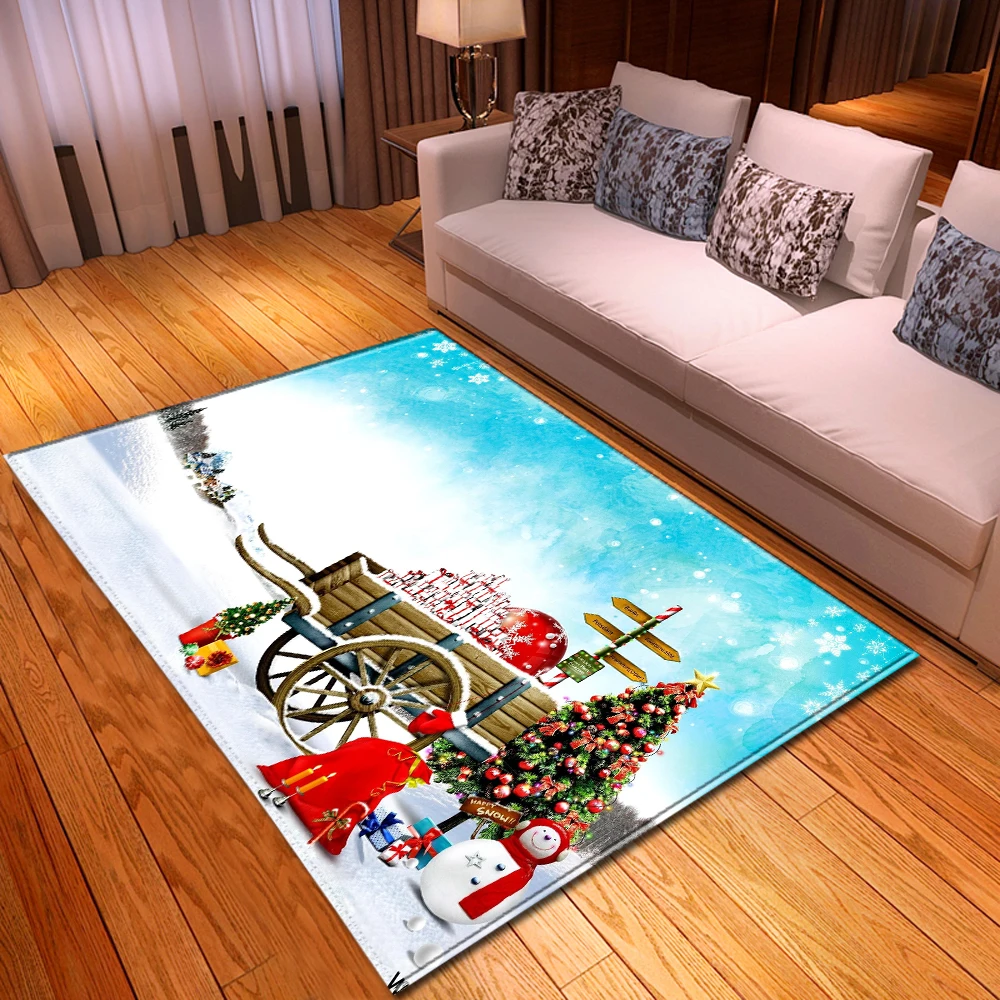 

Christmas Santa Claus Home Carpet Decor Bedroom Floor Area Rug Corridor Rug Kids Play Mat Parlor 3D Carpets for Home Living Room