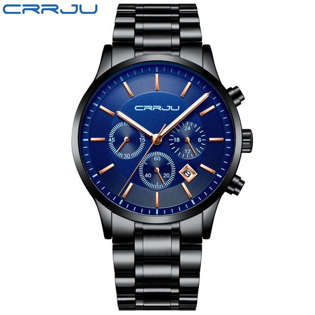 New Fashion Men Watch Classic Business Multifunction Chronograph Quartz Wristwatch Casual Waterproof Stainless Steel Clock