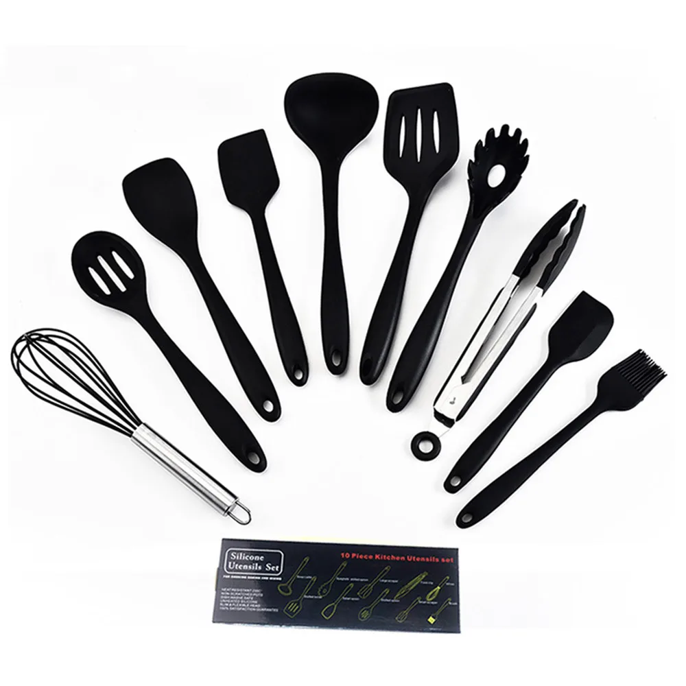 Food Grade Material High Temperature Resistance Multifunction Silicone Cookware Gadget 10 Piece Set Kitchen Kitchenware