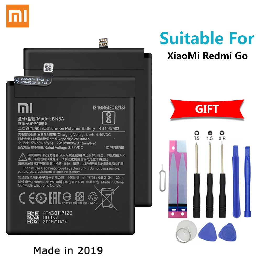 Сменный аккумулятор для телефона XiaoMi BN3A для XiaoMi Redmi Go, сменный аккумулятор 3000 мАч, аккумуляторы высокой емкости+ Инструменты
