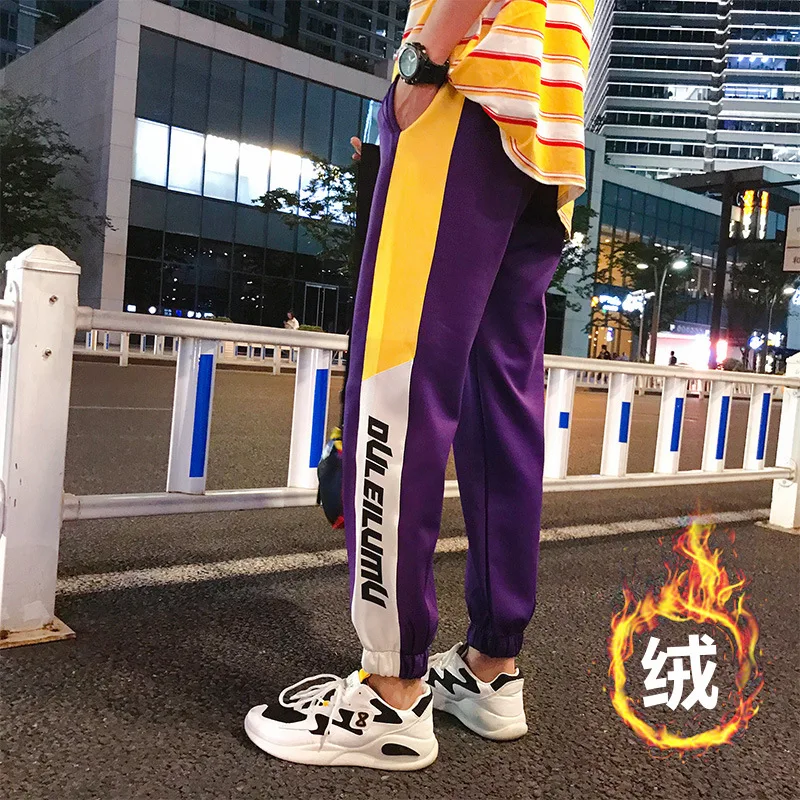 

Plus Velvet Athletic Pants Men's Autumn & Winter Slim Fit Pants Capri Pants Legs Drawstring Top Men And Women Students Casual Wa