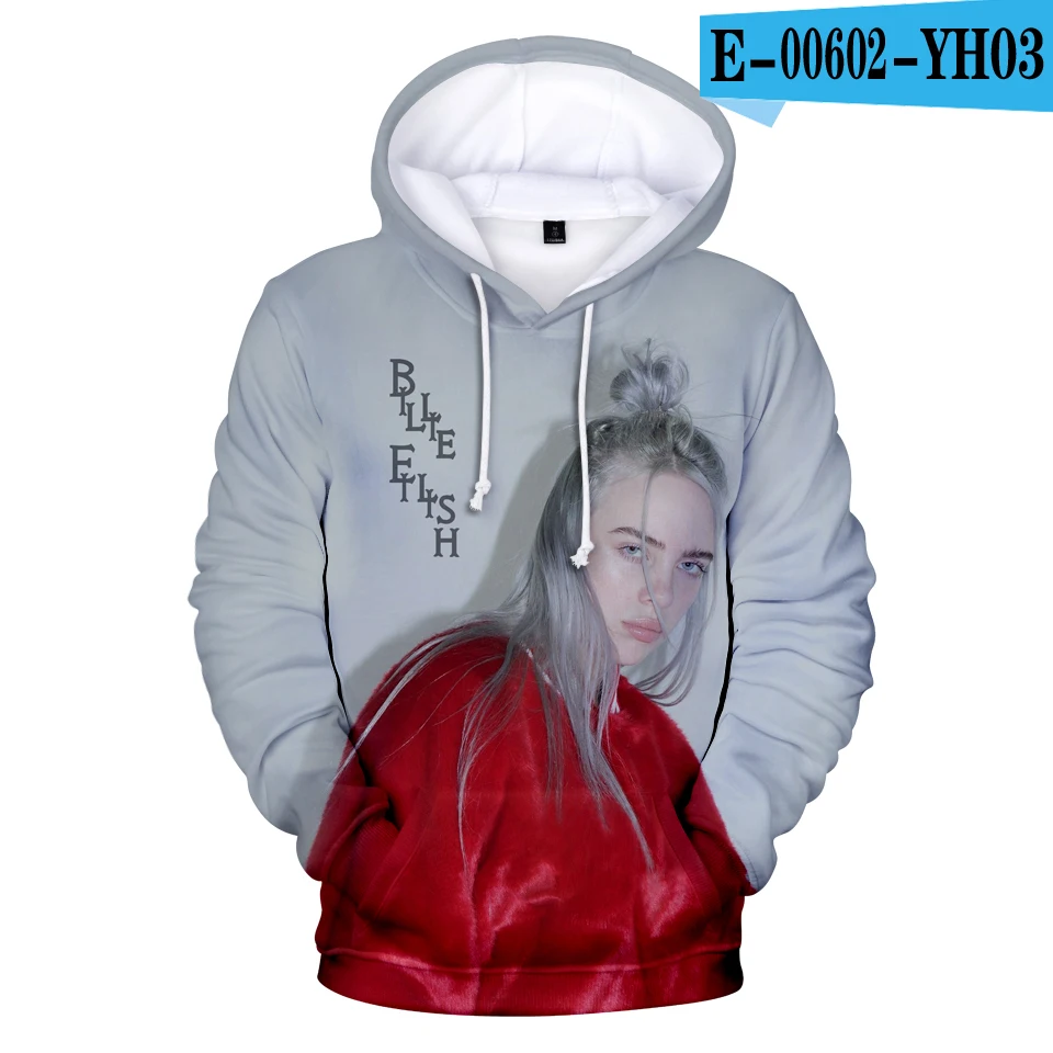 Billie Eilish, Толстовка для мужчин и женщин, толстовки с 3D принтом, толстовки осень/зима, теплые пуловеры, модная уличная одежда, 3D толстовки - Цвет: 3D