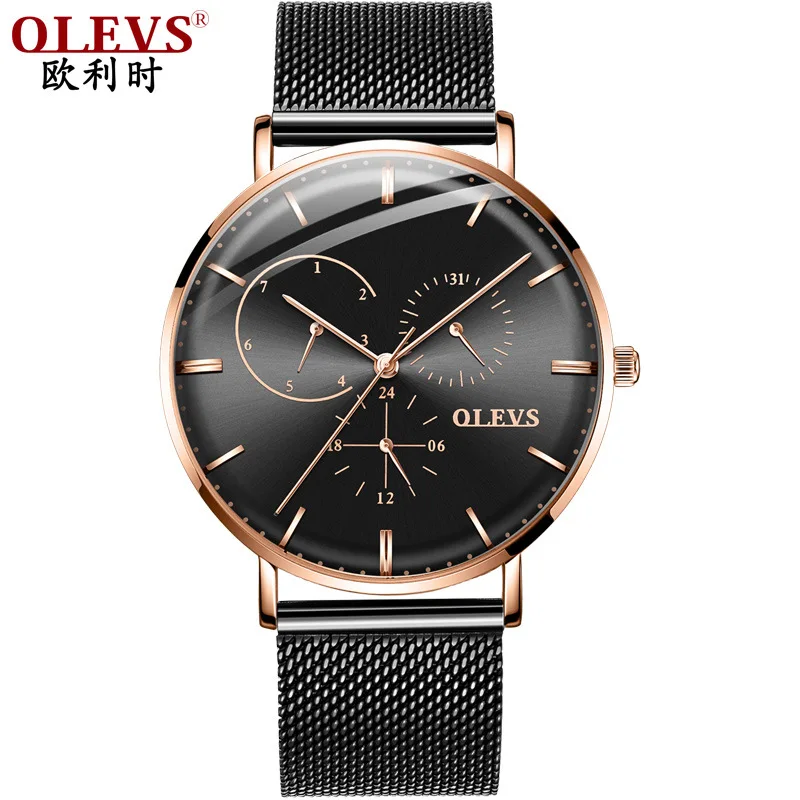 

OLEVS Watch Customizable Ultra-Thin Import Movement Waterproof Quartz Watch Mesh Belt MEN'S Watch