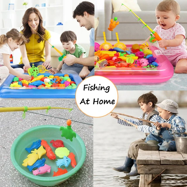 39pcs/Set New Fish Pond Game Magnetic Fishing Pole Rod 3D Fish Model Baby  Bath Toys Outdoor Fun Kids Toy for children - AliExpress