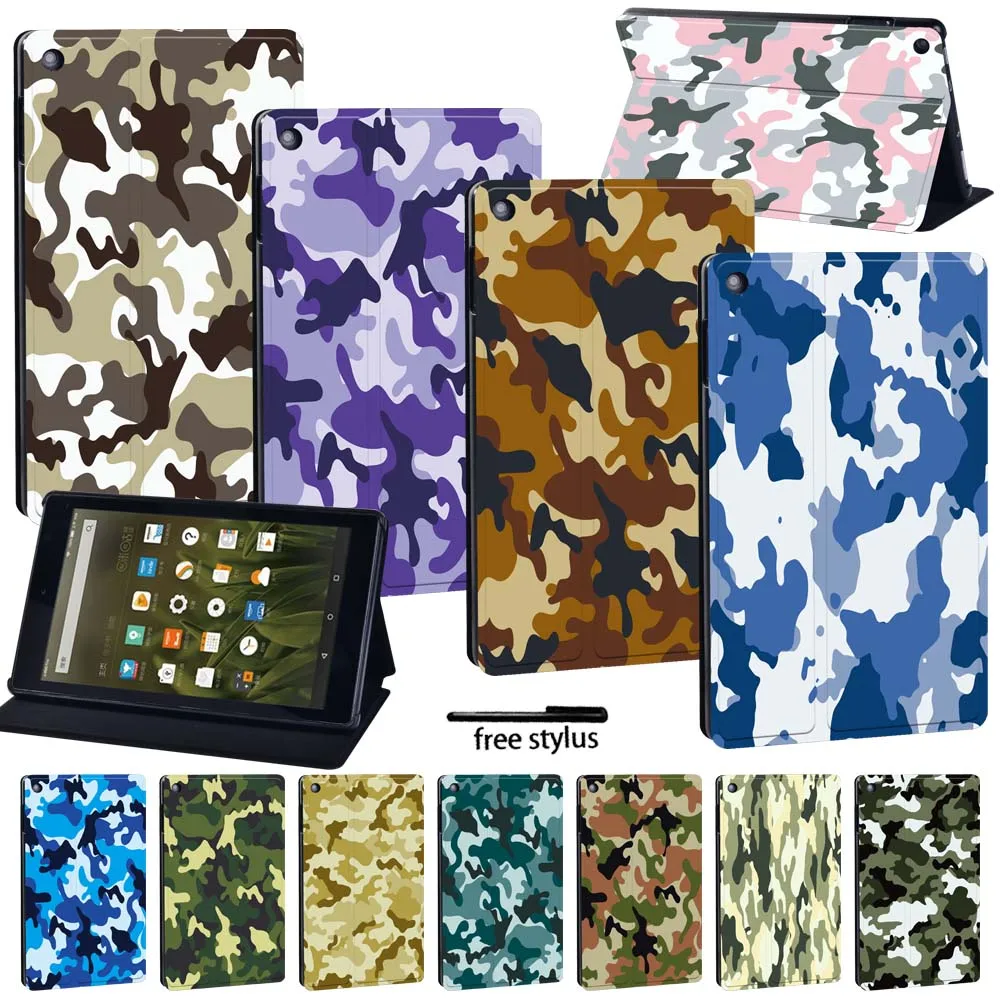 

Shock-proof Tablet Case for Amazon Fire 7(5th/7th/9th Gen)/HD8 (6/7/8th Gen)/HD10(5/7/9th Gen) Camouflage Series + Free Stlyus