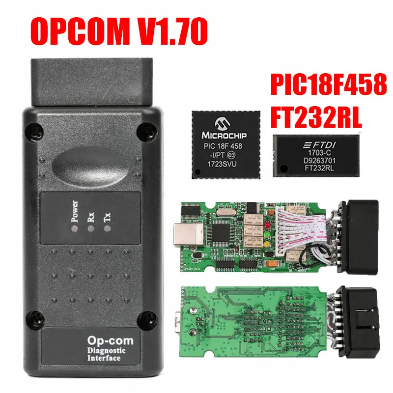 Opel OP-COM OPCOM 1,99 PIC18F458 чип Opel OP COM OBD2 Диагностический кабель OPCOM Opel OBD2 сканер OP-COM Opel, OPCOM интерфейс - Цвет: 1.7 FT232RL