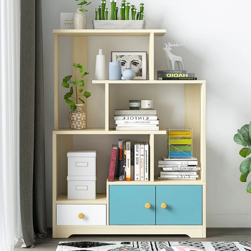 

Bookcase with Doors Cabinet Simple Household Bedroom Simplicity Bookcase Multi-functional Living Room Floor Cabinet Storage Shel
