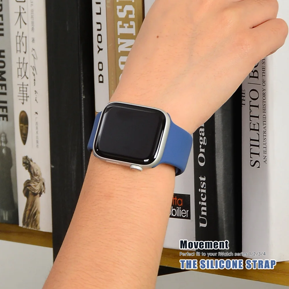 Мягкий силиконовый сменный спортивный ремешок для Apple Watch версии 4, 3, 2, 1, 42 мм, 38 мм, браслет на запястье, ремешок для iWatch 4, 40 мм, 44 мм, спортивный