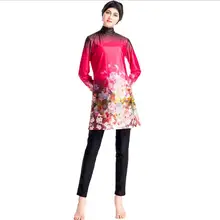 Купальник с принтом Буркини, китайский, красный, полный купальный костюм, женский, длинный рукав, купальник, мусульманский, Цветочный, баян, Майо, рыбалка, буркинье, S-4XL