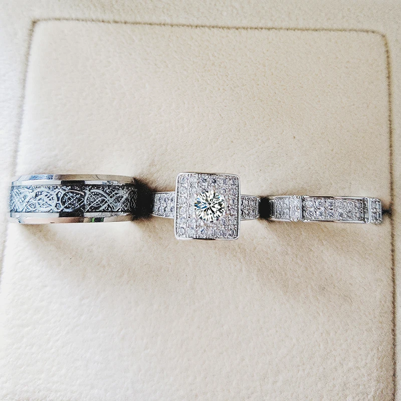 Real 925 Sterling Silver Couple Wedding Ring Set for Bridal Women and men Finger Gift Africa Fashion Jewelry R5367 | Украшения и