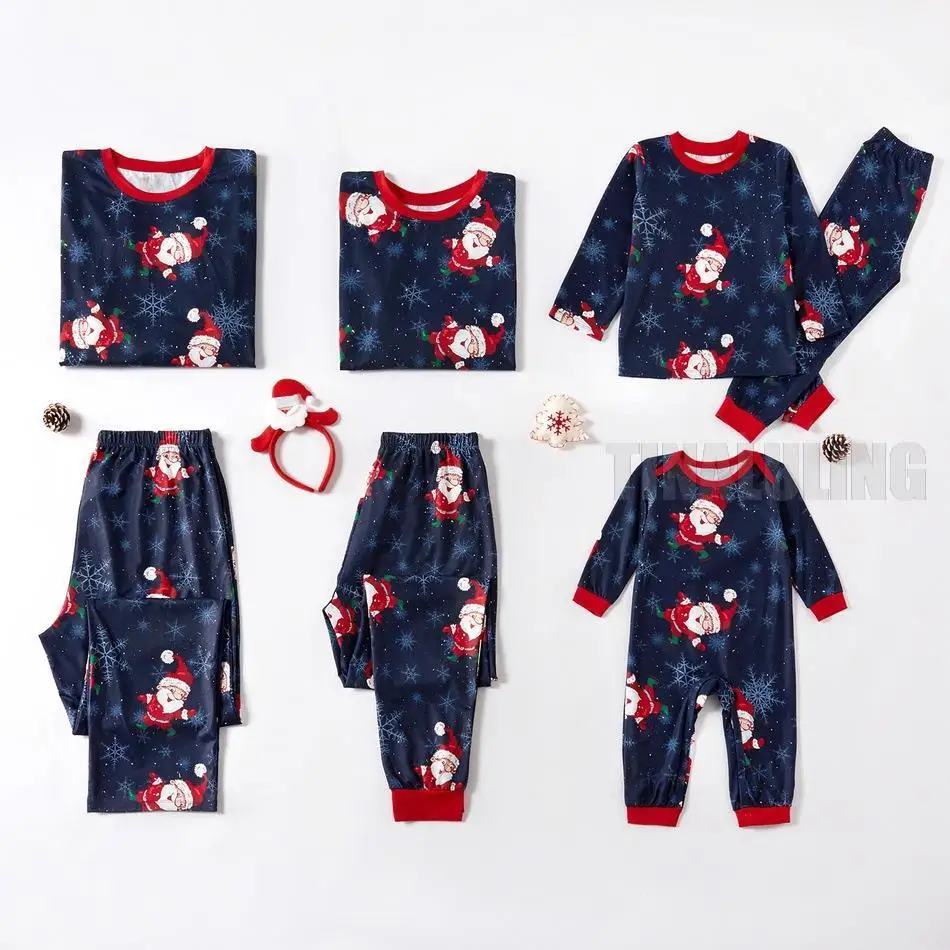 Hot Women Men Baby Print Xmas Sleepwear New Year Family Christmas Long Sleeve Trousers Nightwear Outfits Kids Soft Homewear Sets
