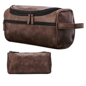 

Organizer Waterproof Pouch Multifunctional Portable Hanging Toiletry Bag Shaving Large Capacity PU Leather Makeup Men Women
