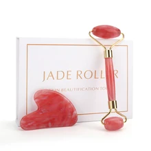 

Face Roller Kit Tool Red Crystal Stone Gua sha Massage Rollers Facial SPA Acupuncture Scraping Healing for Body Neck Health Care