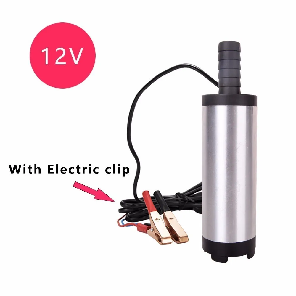 NEW 12L/min DC 12V /24v Water Oil Diesel Fuel Transfer Refueling Tool 38mm Aluminum alloy Miniature Submersible Pump Never rust - Напряжение: 38mm12VClip