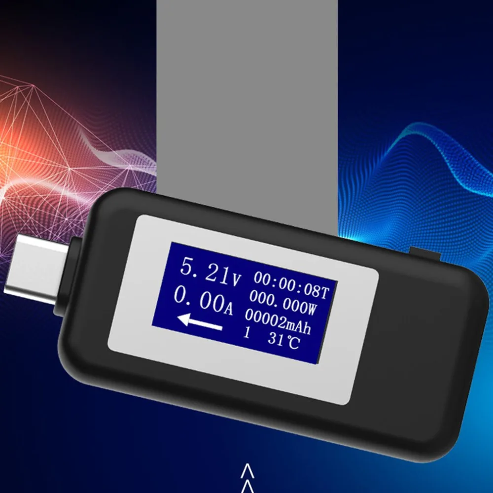 Тип usb-C ЖК-дисплей вольтметр тестер DC4-30V 0-5.1A Амперметр Напряжение измеритель тока, для батареи зарядки измерения кабеля