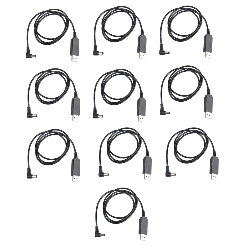 10 шт. Портативный Boost DC 5V до 9V USB Зарядное устройство трансформаторный кабель для Baofeng UV-5R UV-82 BF-F8HP UV-82HP UV-9R плюс иди и болтай Walkie Talkie