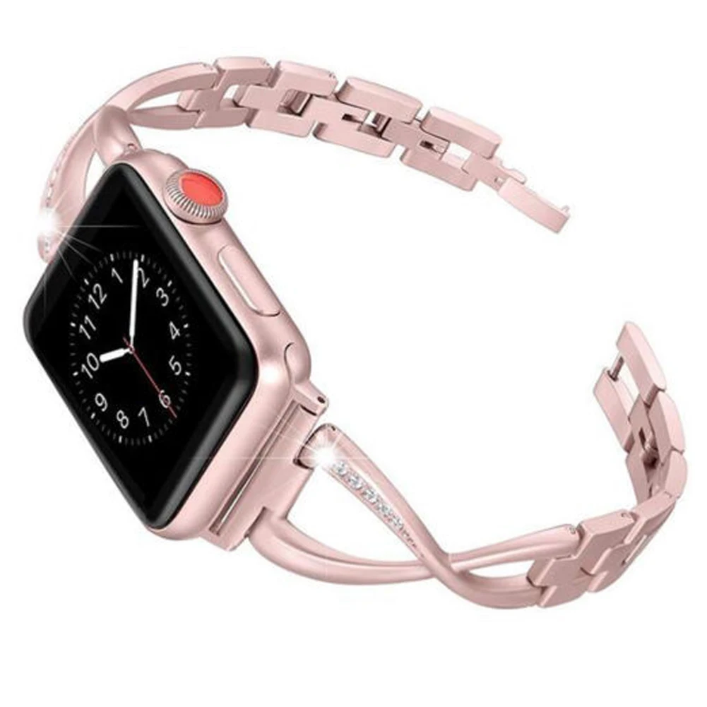 

Wear Resistance With Diamond Bracelet Business Durable Unisex Solid Luxury Band Watch Strap Accessories Adjustable For IWatch
