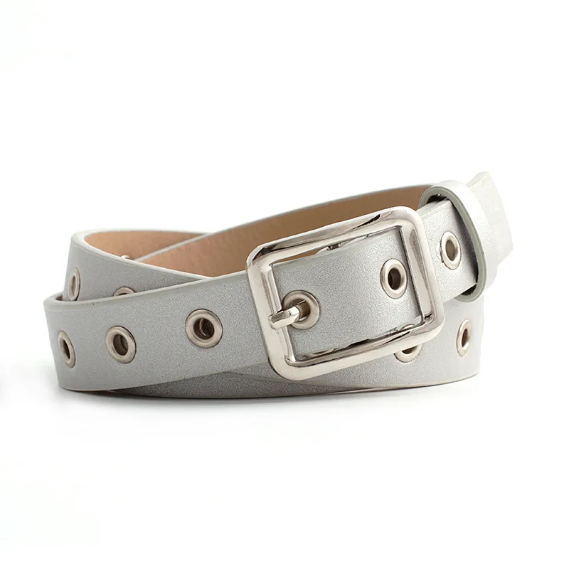 Light gray Модные женские туфли пояс полые заклепки из искусственной кожи ремень Для женщин s тонкий пояс Женские аксессуары для джинсовые штаны - Цвет: Light gray