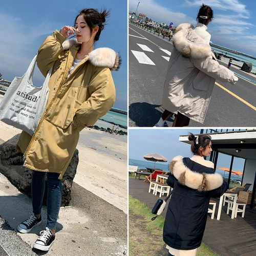 

2019 Korean Down Thicker Loose Warm Cotton Jacket Wide-waisted Zipper Casual Womens Winter Jackets And Coats Oversize Fashion