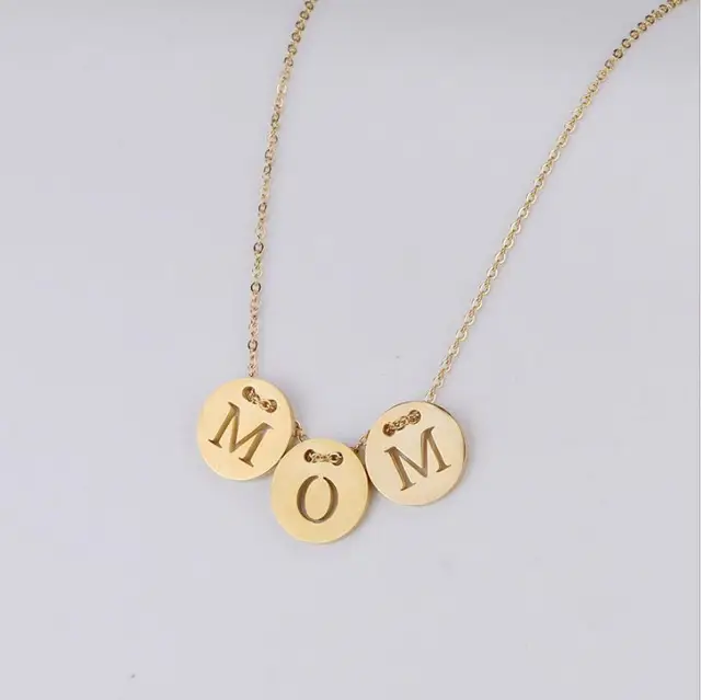 Stainless Steel Round Lettered Necklace