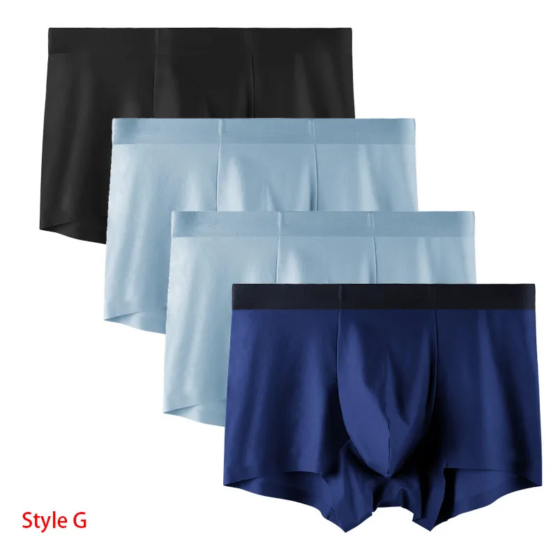 Style G IYUNYI 4pcs/lot Seamless Men Underwear Luxury Silk Boxers Shorts 3D Crotch Men's Underpants Sexy Bikini Male Panties Boxers - Цвет: Style G
