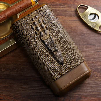 

Holder 3pcs Vintage alligator Cigar Box Cedar wood Humidor Smoking gadget Travel Necessity Creative personality Gift