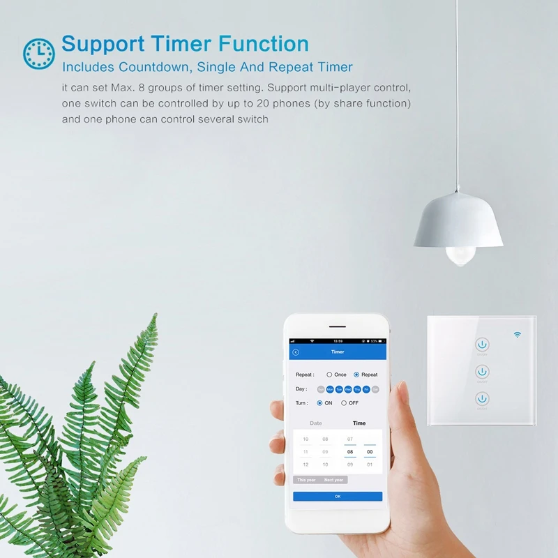 Стандарт ЕС настенный выключатель TUYA APP/Wifi контрольный светильник с Amazon Alexa Google для Smart Life EU Plug