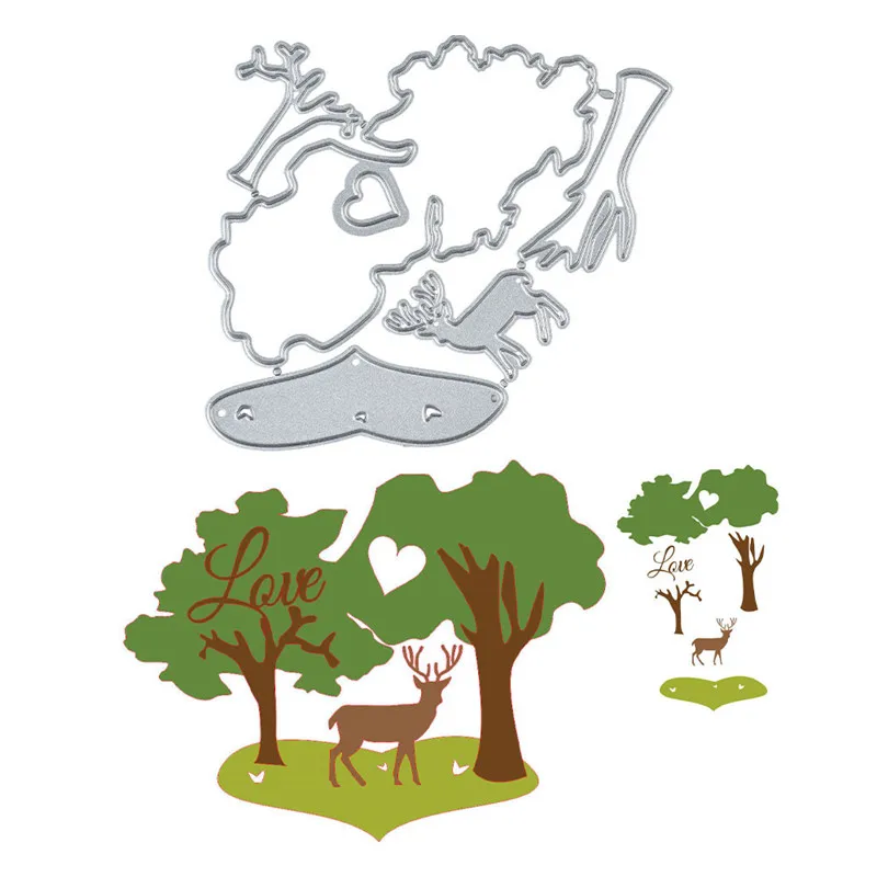 

DiyArts Love Deer Tree Metal Cutting Dies Scrapbooking Craft Dies Embossing Stencil Die Cut Card Making New Dies for 2019