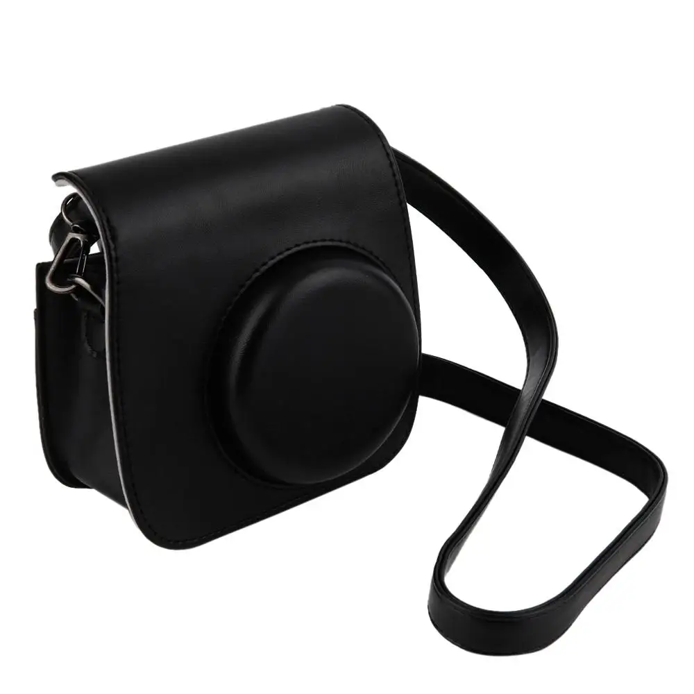 Прекрасный кожаный наплечный ремень для камеры, сумка для Polaroid, красочный чехол для Fuji Fujifilm Instax Mini 8, винтажный, 7 цветов - Цвет: Black