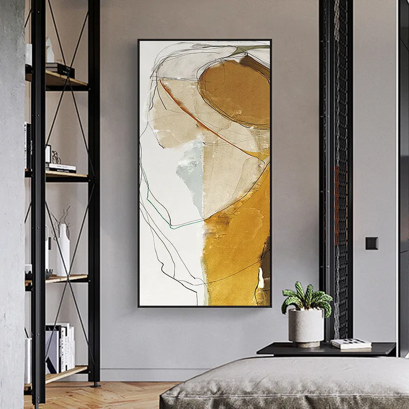 

Canvas Modern Minimalist Entrance Hallway Decorative Paintings By Numbers Vertical Living Room Abstract Mural Hotel Model