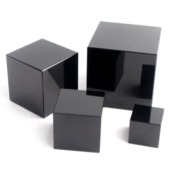 

1PC Natural Black Obsidian Block Crystal Square Shaped Pendant Cute Healing Gift Decoration