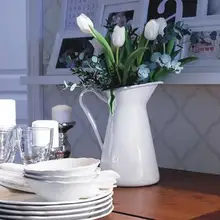 Орнамент потертый шик крем ваза для цветов Ретро железная Ванна ваза для хранения цветов-ведро-инструмент кувшин контейнер Свадебный домашний декор