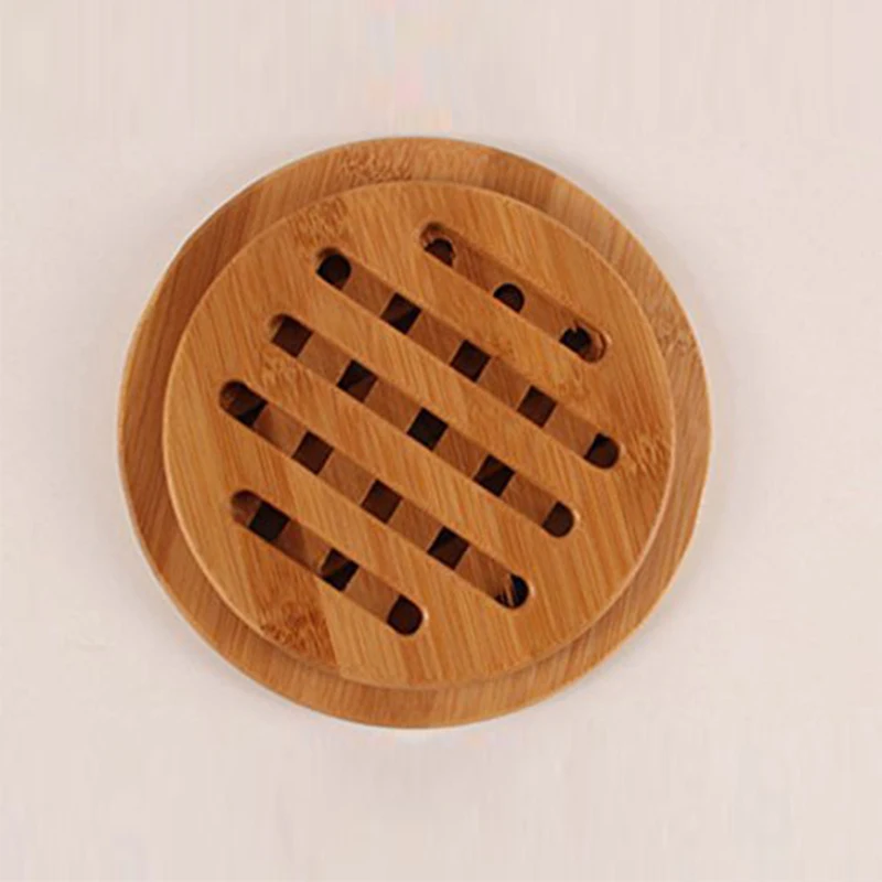 Bamboo Trivet, Home Kitchen Bamboo Hot Pads Trivet, Heat Resistant Pads Teapot Trivet, Square and Round(Multi-Size, Pack of 4
