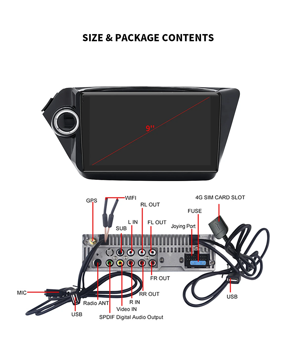 Excellent Carplay DSP 9" Android 8.1 Car Multimedia Radio for Kia RIO 3 4/K2/Cerato/Forte GPS IPS 2.5D SPDIF Subwoofer 4G SIM WiFi DAB+ 24