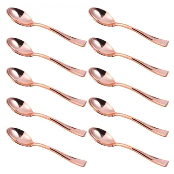 

120pcs/lot 3.9" Plastic Disposable Mini Rose Gold Spoon 10CM Cake Tesating Dessert Spoons Coffee Small Spoon For Wedding Party