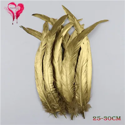25-30CM Rooster Свадебные украшения, аксессуары, натуральное Гусиное Перо хвоста, напечатанный Золотой Петух шлейф для карнавальной одежды,, 6-8 дюймов - Цвет: 25-30CM Rooster