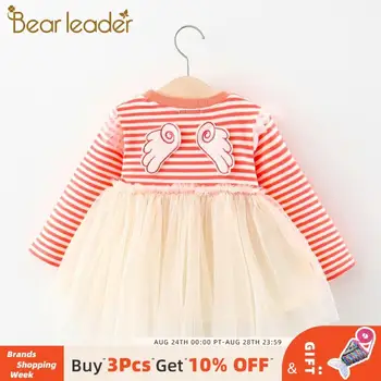 

Bear Leader 2020 New Kids Girls Autumn Dress Long Sleeve Clothes Children Striped Dress 0-3 Years Kids Mesh Princess Vestidos