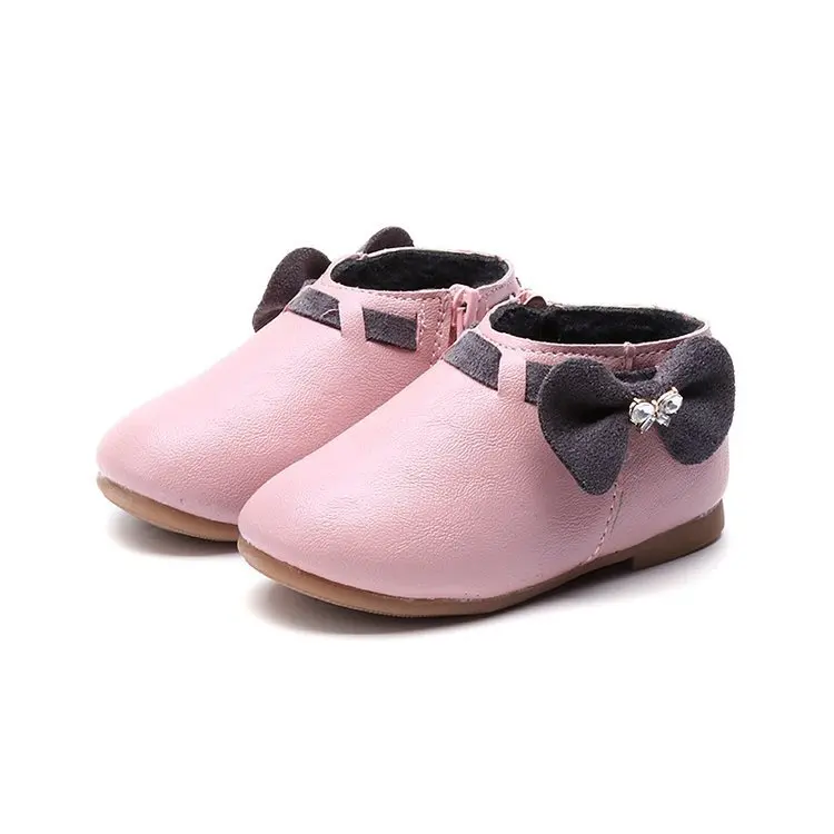 fashion cheap girls butterfly-knot casual ankle waterproof boots children dancing shoes