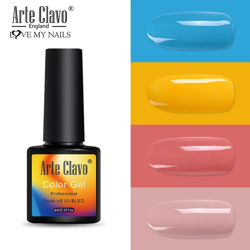 8ml-ZH24 Arte Clavo набор гель-лаков для ногтей 8 мл наборы для ногтей чистые цвета УФ Гель-лак набор базовое верхнее покрытие гель для нейл-арта все для маникюра - Цвет: 8ml-ZH24