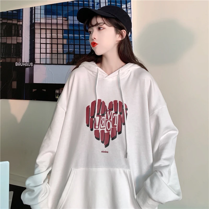 

Loose Retro Ins Letter Print Sweatshirt Female Korean Kawaii Women's Sweatshirts Japanese Harajuku Ulzzang Clothing For Women