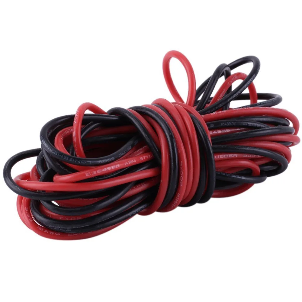 

ALLiSHOP 14# AWG DIY Battery Wire Electronic Wire 14 Gauge AWG 14AWG Silicone Rubber Wire Cable Flexible Black +Red