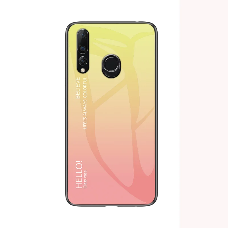 Цвет: желтый Модный градиентный Сменный стеклянный чехол для телефона huawei Y9 Prime STK-L21 полная защита Бампер для huawei P Smart Z задняя крышка - Цвет: Цвет: желтый