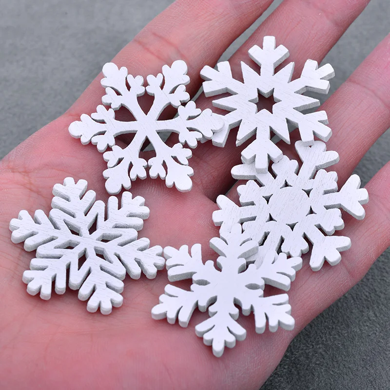 JUNAO-20pc-35mm-Mix-Shape-White-Snowflakes-Wooden-Christmas-Ornaments-Xmas-Pendants-New-Year-Christmas-Decorations (3)